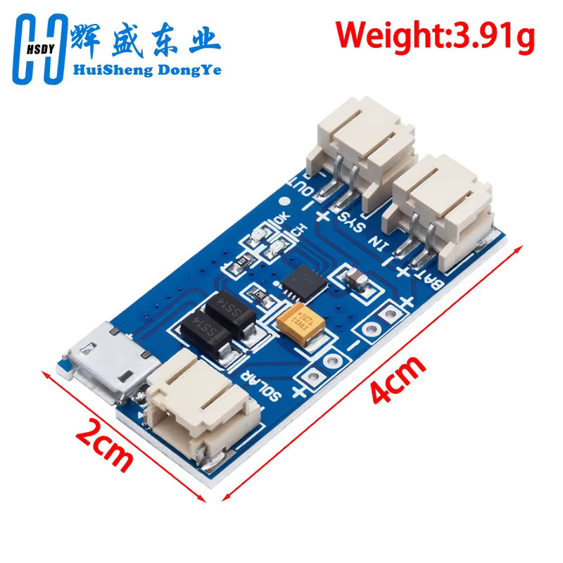 HUISHENGYUFA CN3065 Mini Solar Lipo Ladegerät Modul für Lithium-Batterien, Blau, 500mA DIY Outdoor Ladeboard für Arduino - Bild 2