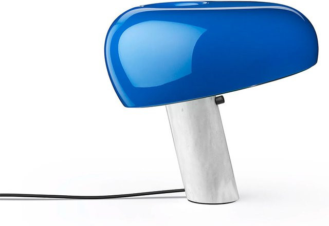 Flos Snoopy Tischleuchte in Navyblau mit Marmorfuß und Metallakzenten - Bild 1