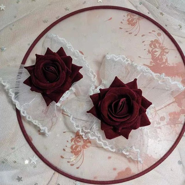 Handgelenkstulpen Spitze, Rose Blume, Damen, black - Bild 1