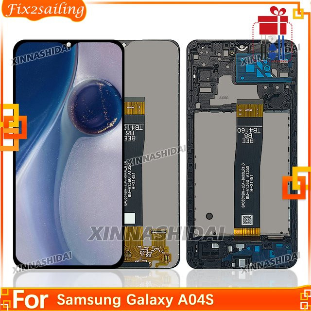 Samsung Galaxy A04s LCD-Display mit Touchscreen Rahmen und Akkuabdeckung in Schwarz - Bild 1