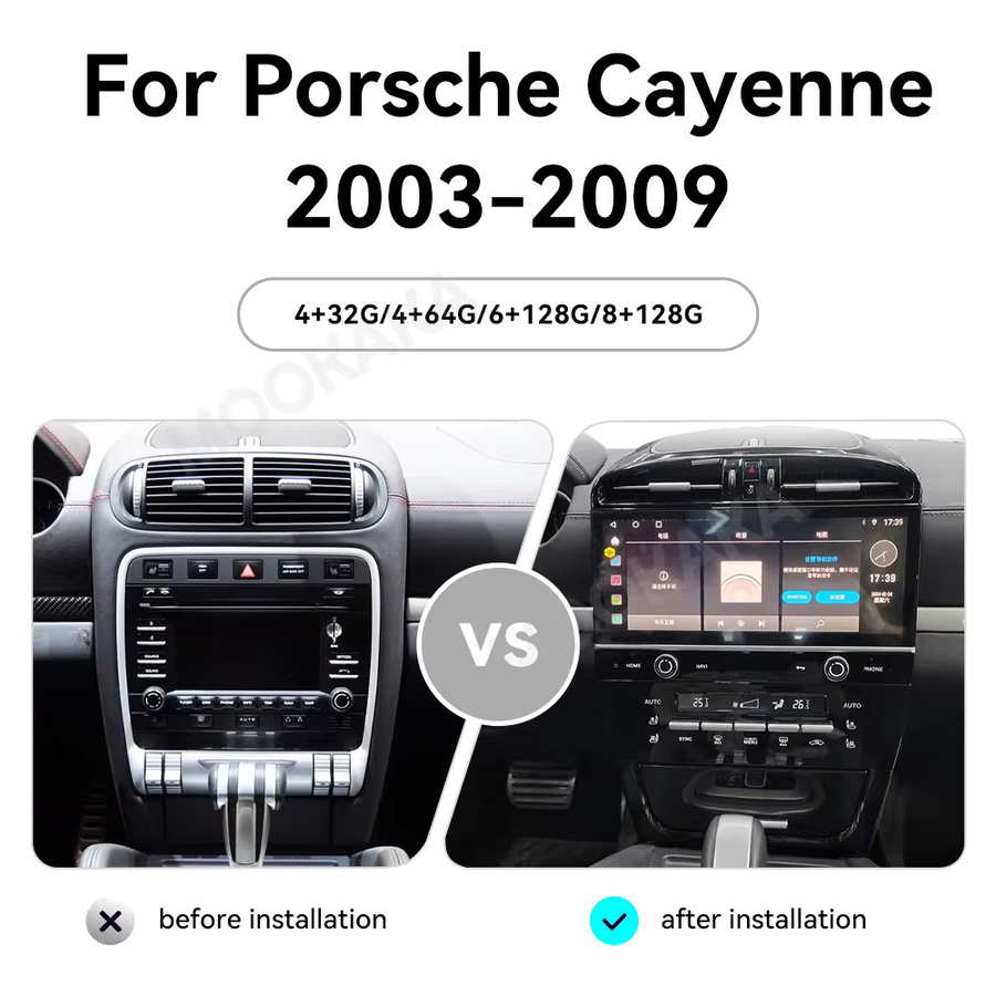 MOOKAKA Android 15.0 Autoradio für Porsche Cayenne 2002 - 2009 mit 12,3 Zoll Touchscreen, 8GB RAM, 128GB Speicher, GPS und Navigation in Schwarz - Bild 2