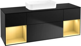 V&B Waschtischunterschrank Finion in Gold und Blau lackiert, B/T/H: 160 x 60,3 x 50,1 cm - Bild 1