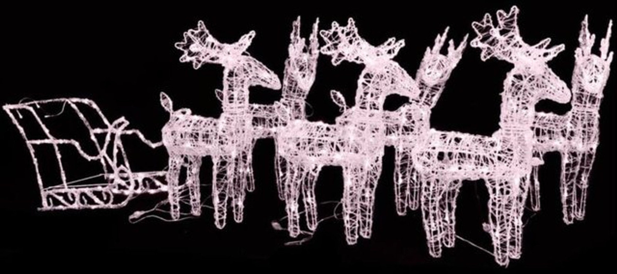 Vidaxl Weihnachtsdekoration Rentiere mit Schlitten und 320 LEDs aus Acryl - Bild 1