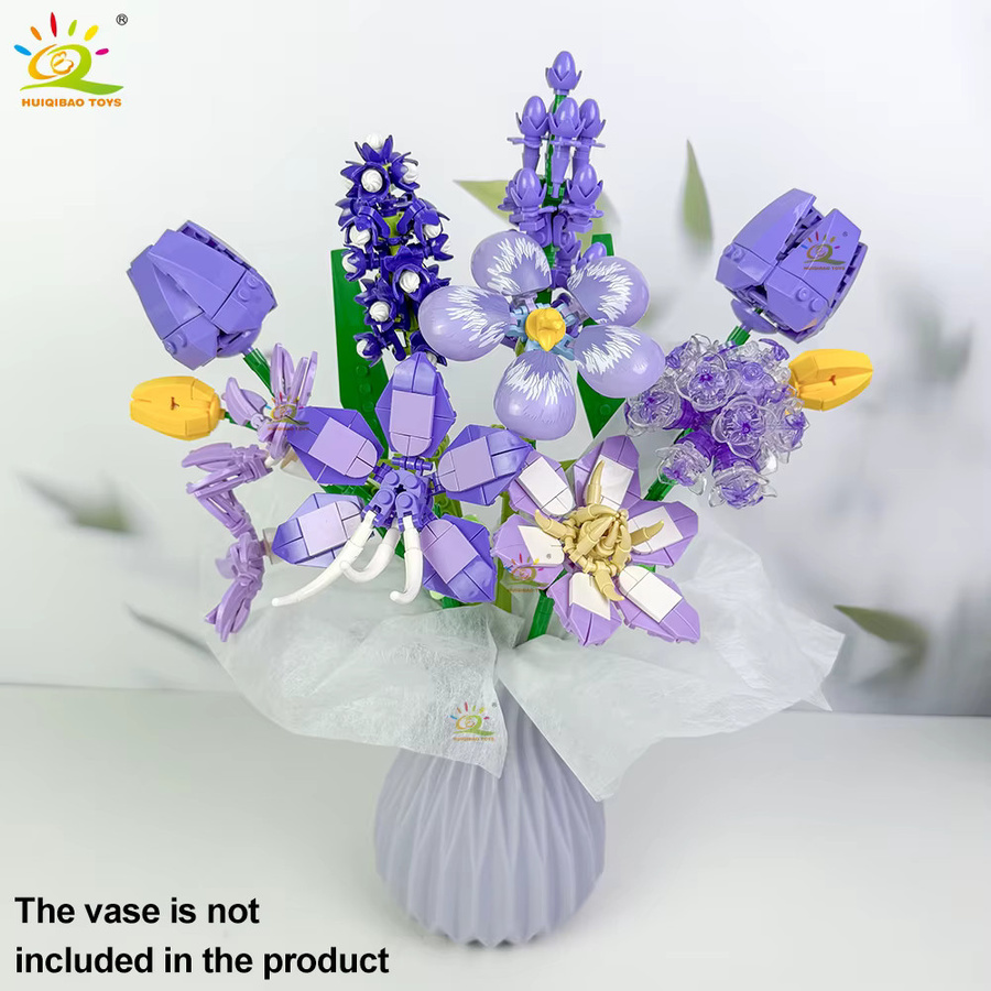 HUIQIBAO Blume Modell Baustein Set, DIY Ewige Bouquet, Natur - Bild 3