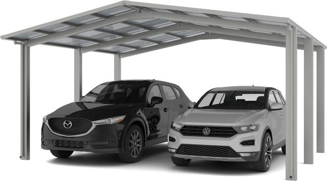 Ximax Doppelcarport Linea-110 in Edelstahl-Look, Farbe: silberfarben, Breite: 545,6 cm, Tiefe: 495,4 cm - Bild 1