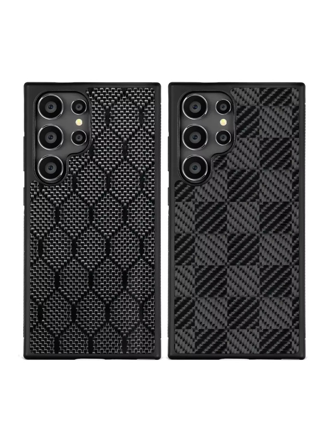 MagSafe kompatible Carbon Fiber Schutzhülle für Samsung Galaxy S25 S24 S23 S22 Ultra S24FE S23FE S24+ S23+ in Schwarz glänzend Woven Carbon Design - Bild 4