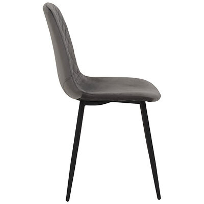 2er Set Stühle Hela in Grau mit Samtvelour und Rautensteppung im Retro-Look, B/H/T: 44 x 89 x 53,5 cm - Bild 2