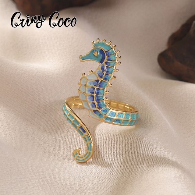 Cring Coco Seestern-Seepferdchen-Ring, Edelstahl, Gold, Damen - Bild 1