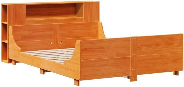 vidaXL Massivholzbett aus Kiefernholz in Braun, rustikales Bett ohne Matratze, B/T/H: 141 x 180 x 82 cm - Bild 1
