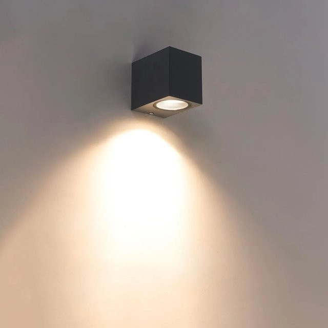 QAZQA Baleno I Moderne Wandleuchte in Anthrazit, IP44 wetterfeste Außenleuchte aus Aluminium und Glas, dimmbar, GU10 - Bild 1