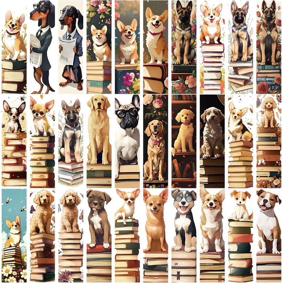 30er Set Hund Motiv Lesezeichen aus Papier in Multicolour für Ästheten und Lehrer - Bild 2