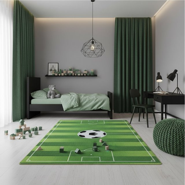 Spielteppich TRAUN von Kadima Design in Grün mit Fußballfeld-Motiv, B/T: 120 x 170 cm - Bild 1