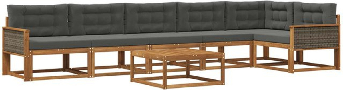 vidaXL Outdoor-Sofagarnitur aus Akazie mit 7-teiligem Set und Kissen in Natur und Anthrazit - Bild 1
