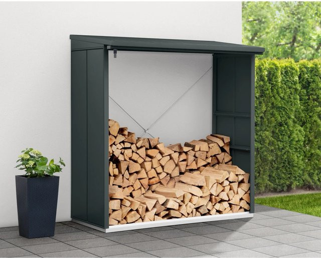 Ecostar Kaminholzregal Elegant-V aus Metall in Anthrazitgrau, B/H/T: 181,4 x 198 x 102,5 cm - Bild 1