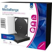 MediaRange CD/DVD Jewelcase Retail-Pack Double Schutzhülle, 5 Stück, transparent/schwarz - Bild 1