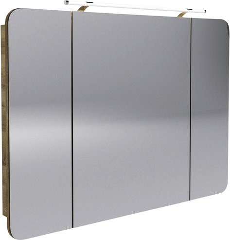 Fackelmann Spiegelschrank Milano in Asteiche mit integrierter LED-Beleuchtung und Softclose-Türen, B/H/T: 110 x 78 x 15,8 cm, Grau/Braun - Bild 2