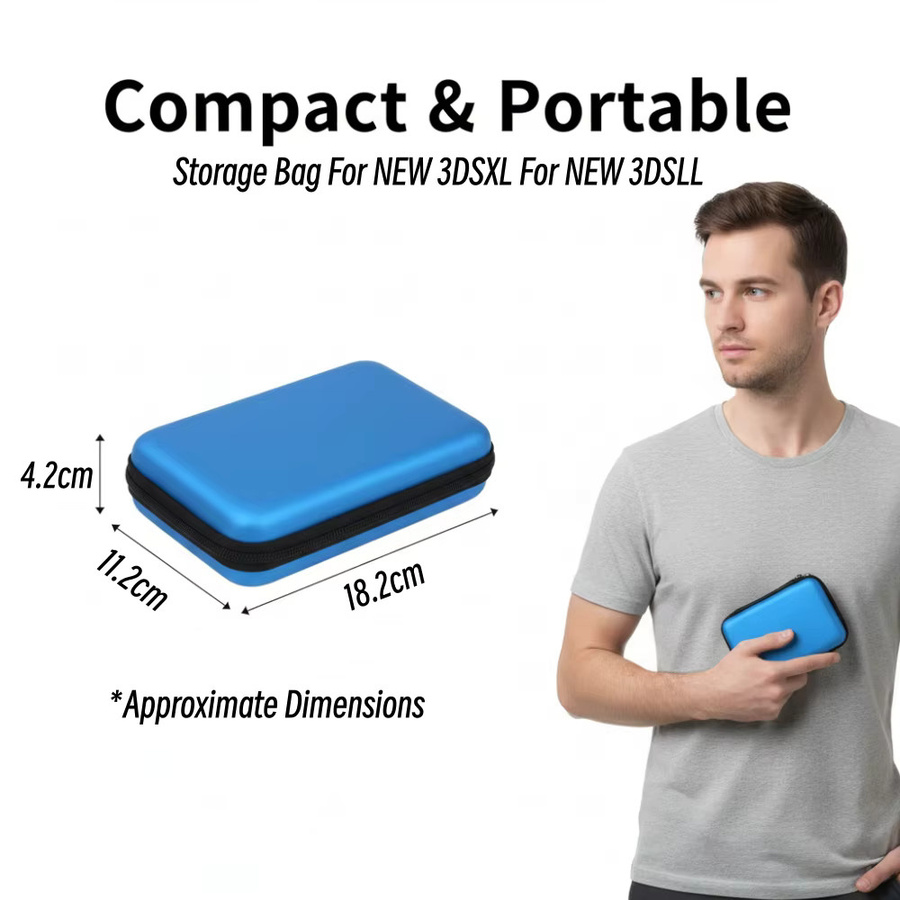 Tragbare Schutzhülle für NEW 3DS XL und New 3DS LL mit Handschlaufe und Kartenfach in Schwarz oder Blau - Bild 3
