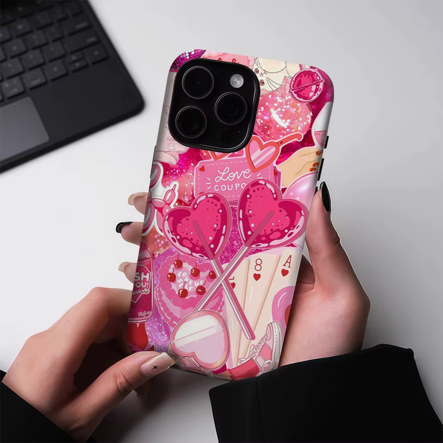 Potdemiel Fuchsia Sweetheart Magnetische Handyhülle für iPhone 17 16 15 14 13 Pro Max Plus, robuste doppelschichtige Schutzhülle in Pink - Bild 3