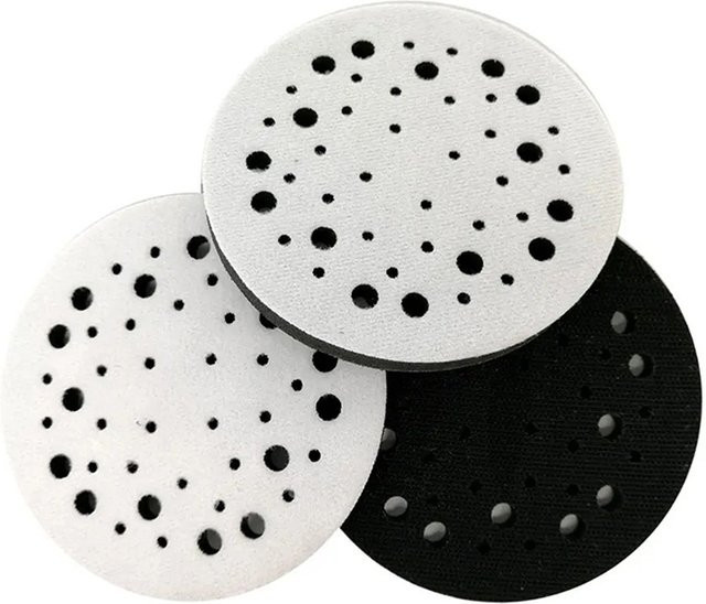 Weißes Klett-Schleifpad mit 44 Löchern für Polierer, 5 Zoll, Durchmesser: 125 mm - Bild 1