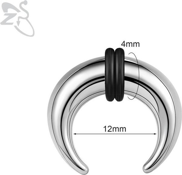 ZS Nasenring Ochsenhornform, Edelstahl, Silber, Herren, 4x12 mm - Bild 1