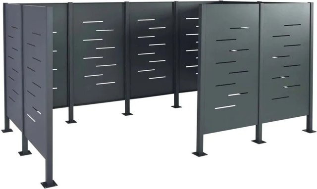 MCW Mülltonnen-Zaun J55 Mülltonnenverkleidung aus Metall in Anthrazit B: 326 cm, T: 151 cm, H: 166 cm - Bild 1