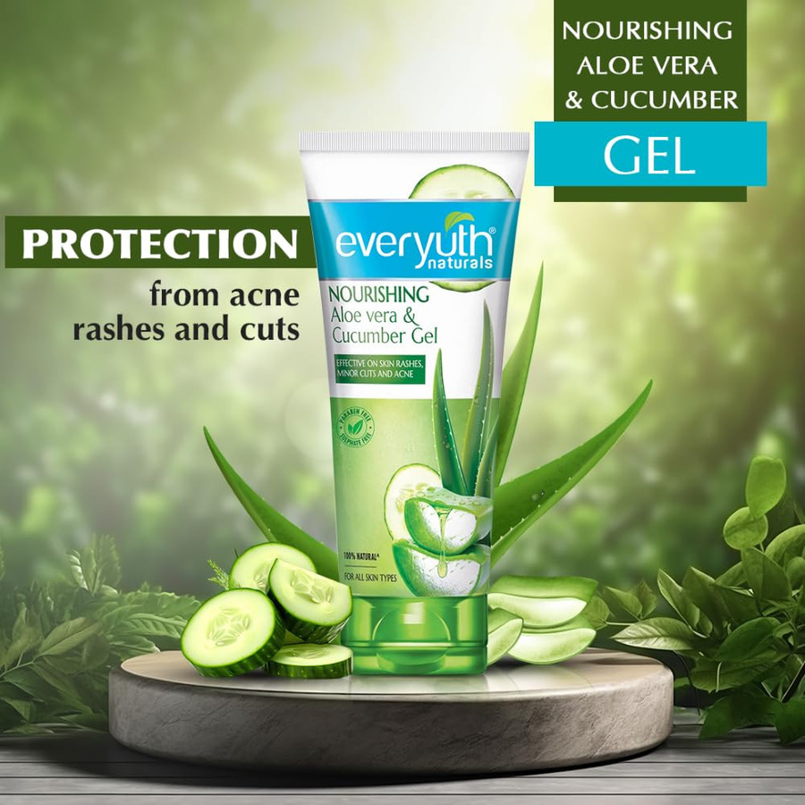 Everyuth Naturals Aloe Vera Gurken Gel, 150g, 3er Pack, Unisex - Bild 2