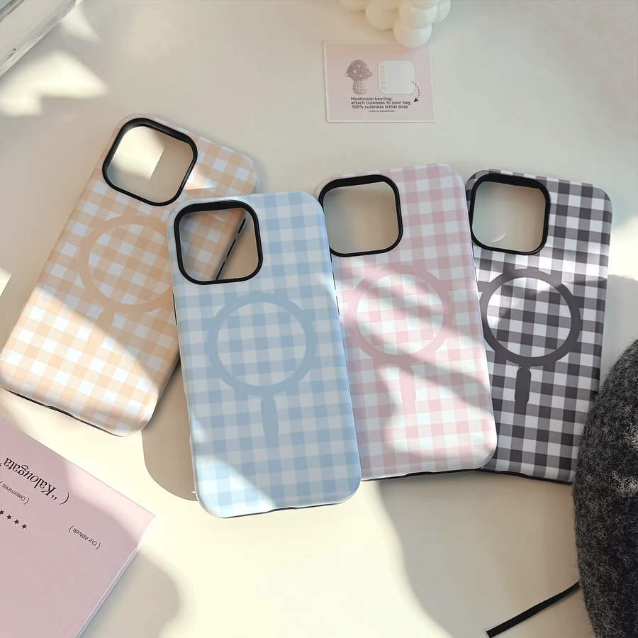 Stoßfeste Handyhülle mit Gittermuster in Bonbonfarben für Apple iPhone 11 bis iPhone 17 Air Pro Max multicolor - Bild 3