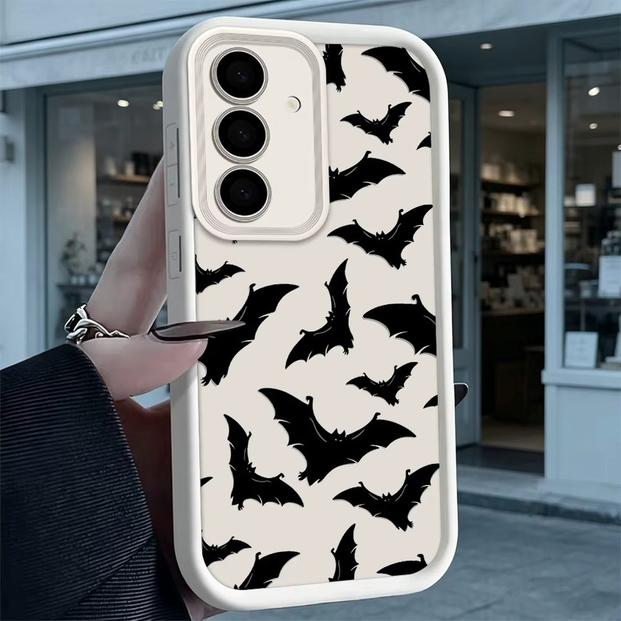 Stoßfeste Handyhülle mit schwarzer Fledermaus-Silhouette für Samsung Galaxy S26 S25 S24 S23 S22 Ultra FE A17 A27 A57 Rückabdeckung in Schwarz und Rot - Bild 1