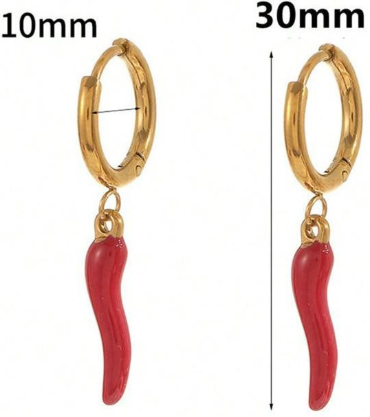 Ohrstecker Chili Edelstahl, dunkelrot, goldgelb, Damen - Bild 1