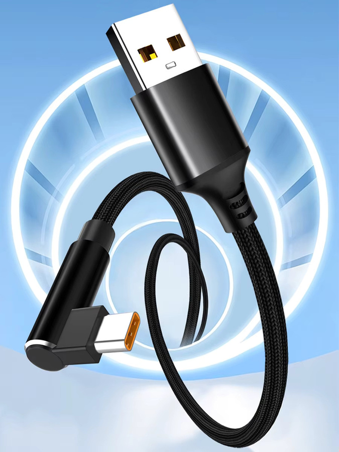 Lann USB-C Datenkabel mit 6A Schnellladung und Ellenbogen-Stecker, Schwarz, Länge: 3 m - Bild 7