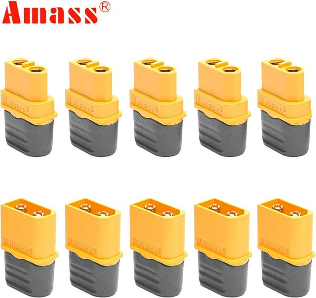 Amass Kugelstecker Set für RC Quadcopter FPV Racing Drohne und Lipo-Akku in Gelb mit XT30, XT60 und XT90 Steckern - Bild 1