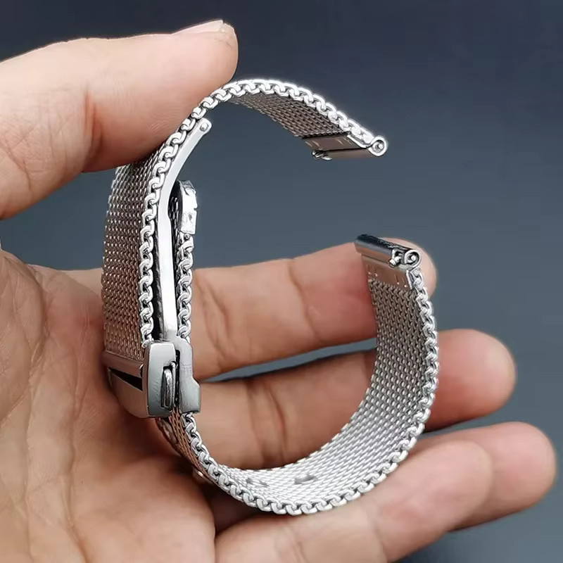 olevo Uhrenarmband Edelstahl, Mesh, Silber, Herren, 20 mm, 22 mm - Bild 3