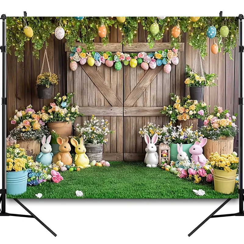 VIKAMA Osterhase Wanddekoration mit Frühlingsmotiv und Blumen-Fotografie-Hintergrund in Multicolor - Bild 3