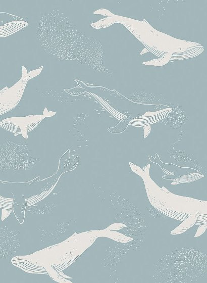 Boråstapeter Tapete Whales 7453 Blau mit Walen und Fischschwärmen aus Vlies - Bild 1