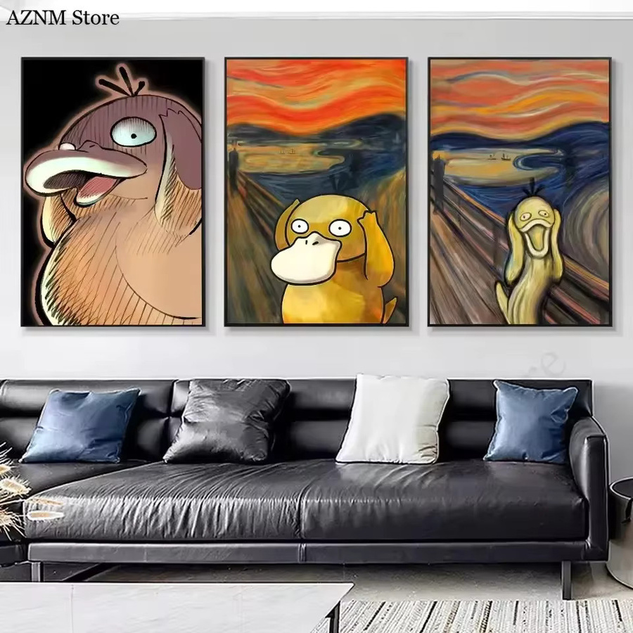 Potdemiel Pokemon Psyduck Leinwand Wandkunst Klassisches Anime Poster in Mehrfarbig - Bild 2