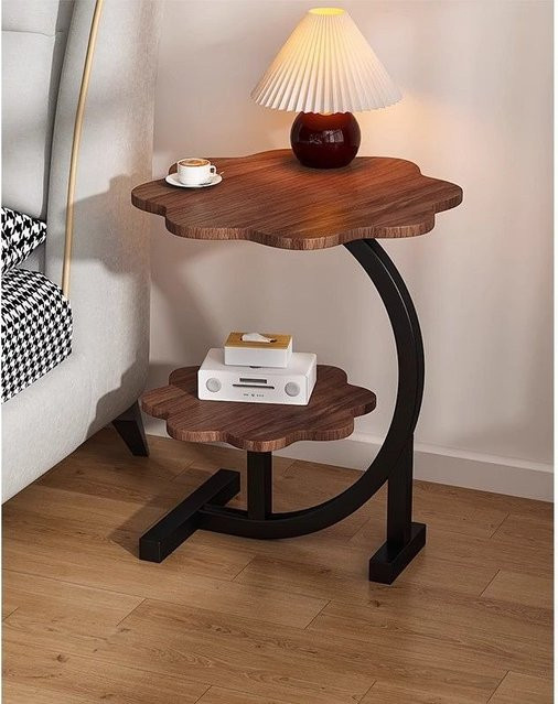 LIUSHADUOLA Wolken-Couchtisch in runder Form mit Doppelschicht-Design und Kantenverzierung, moderner Beistelltisch für Wohnzimmer und Schlafzimmer, Schwarz oder Weiß - Bild 1