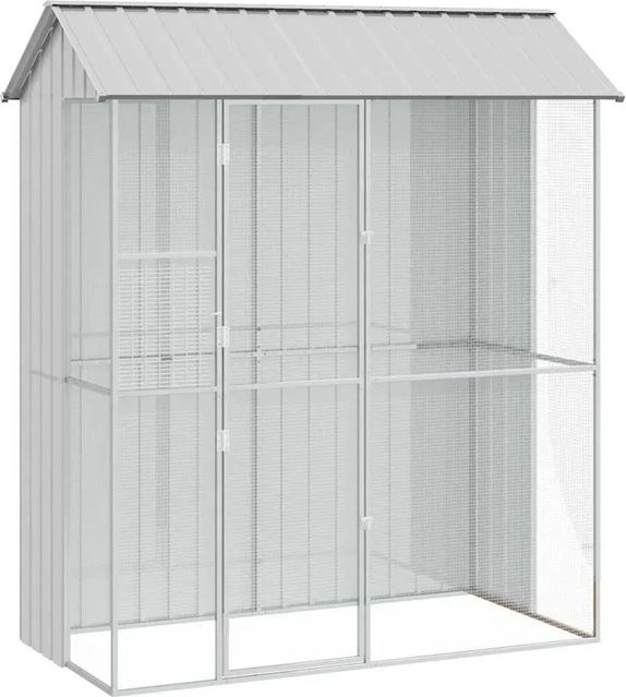 vidaXL Vogelkäfig aus verzinktem Stahl in Grau, B/T/H: 215 x 110 x 247 cm - Bild 1