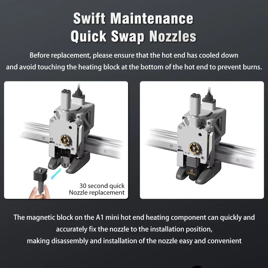 Bambu Lab Hotend-Kit für A1 und A1 Mini mit gehärteten Stahldüsen in 0,2 mm, 0,4 mm, 0,6 mm und 0,8 mm für A1 und A2L - Bild 3