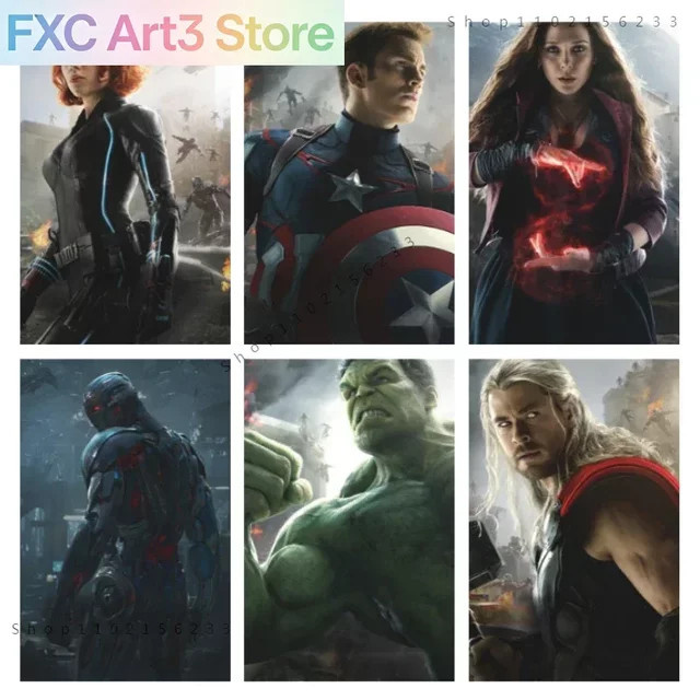 Kayou Marvel Avengers Age of Ultron Leinwandgemälde rahmenlos, Wandkunst mit Iron Man und Hulk, mehrfarbig - Bild 1