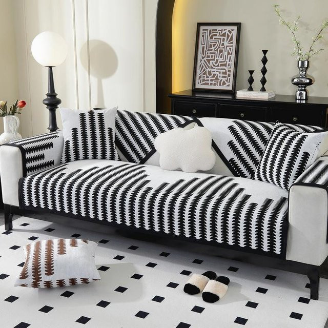 Modernes Chenille-Sofakissen von Super Six in Schwarz, quadratisch, B/B: 70 x 70 cm - Bild 1
