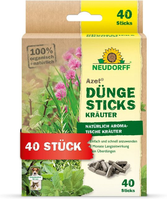 Neudorff Azet Düngesticks für Kräuter, 40 Stück, Slow-Release-Dünger mit NPK 8-2-5 - Bild 1