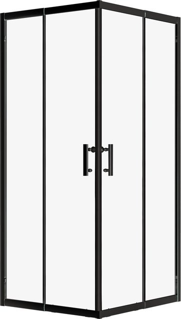 KOLMAN Duschkabine quadratisch mit Schiebetür, Schwarz, Transparent, 6 mm Sicherheitsglas, B/T: 80 x 80 cm, Höhe: 190 cm - Bild 1