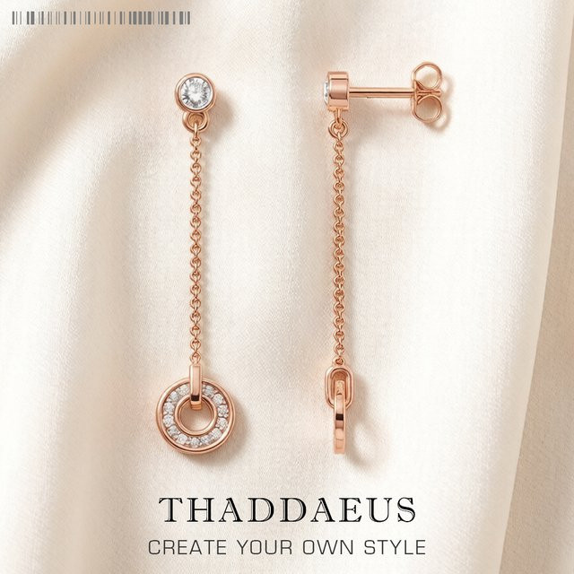 Thaddaeus Tropfenohrringe, Roségold, 925 Silber, Damen - Bild 1