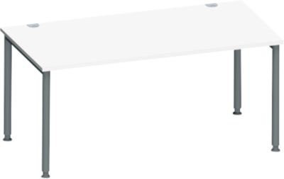 Schäfer Shop Genius Schreibtisch MODENA FLEX höhenverstellbar, 4-Fuß-Rundrohr, weiß/anthrazit, Breite: 160 cm, Tiefe: 80 cm