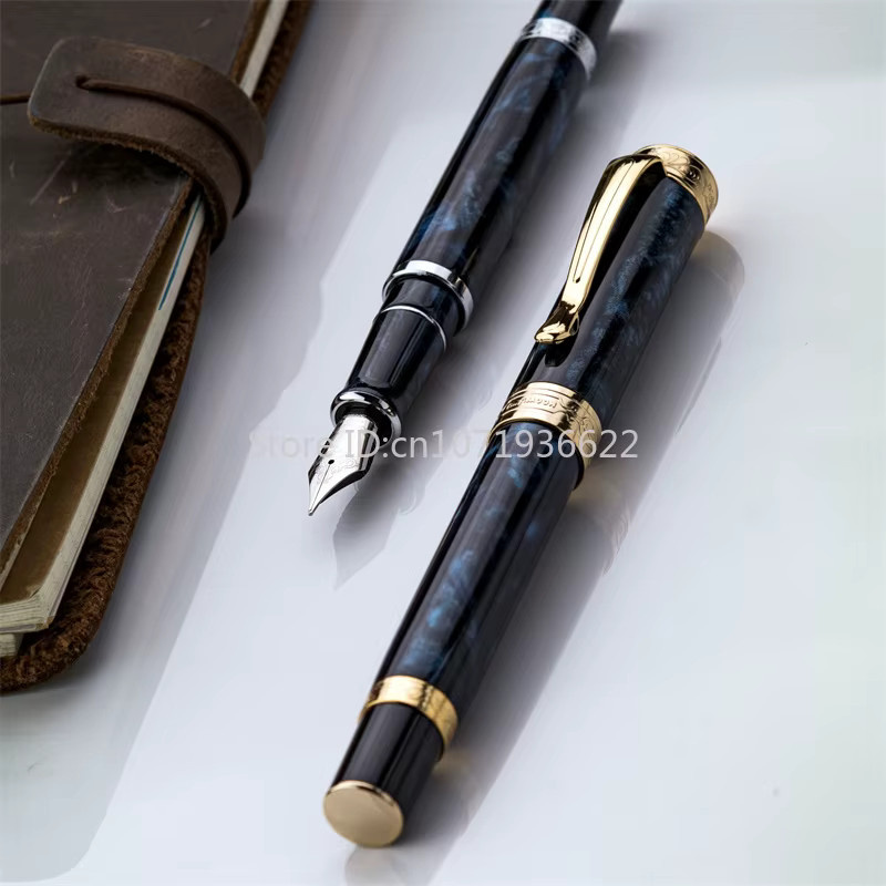 Tangmoon D6 Füllfederhalter aus Kunstharz mit Magnetkappe, Premium-Kalligraphie-Stift mit EF-F-Feder in Schwarz-Gold - Bild 2