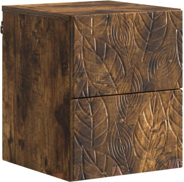 vidaXL Wandmontierter Nachttisch in Geräucherte Eiche, Modernes Design für dein Schlafzimmer, B/T/H: 34,5 x 33 x 40 cm - Bild 1