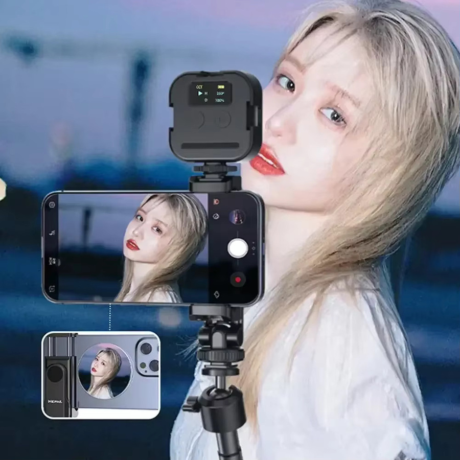 OLPAY Magnetischer Selfie-Spiegel für iPhone mit MagSafe-Unterstützung in Silber als Kamera-Halter für Vlogs und Fotos - Bild 2