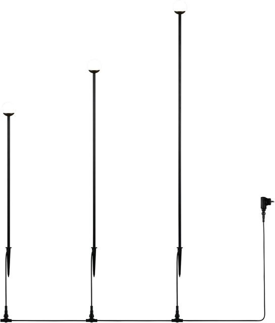 Reality LED-Stehleuchte-Set Scoop Schwarz Matt, 3er Set Outdoor-Bodenleuchten für Garten und Terrasse, B/T/H: 5 x 5 x 95 cm - Bild 1
