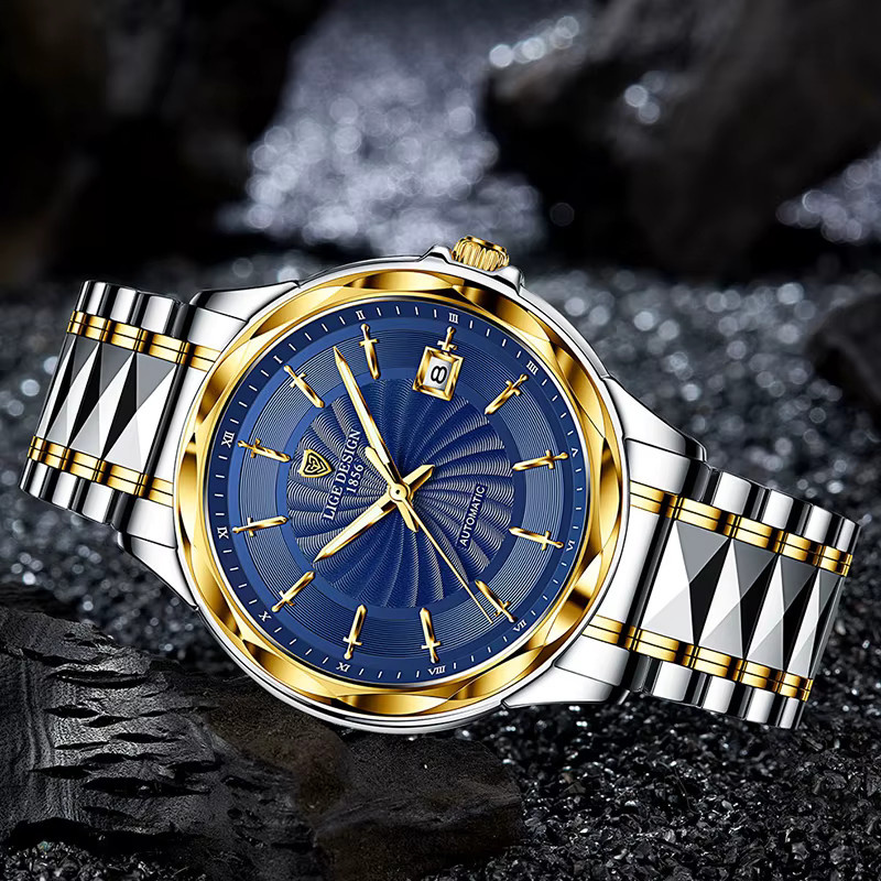 LIGE Armbanduhr Automatik, Edelstahl, Blau, Herren - Bild 2
