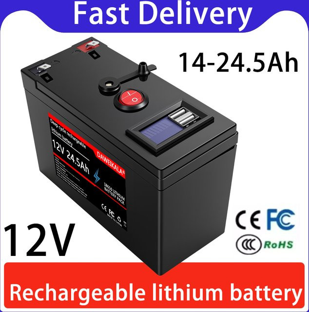 DAWEIKALA 12V Li-Ion 18650 Lithium-Akku-Pack mit Ladegerät in Schwarz für Sprühgeräte, Kinder-Elektroautos, Waagen und Zugangskontrolle - Bild 1